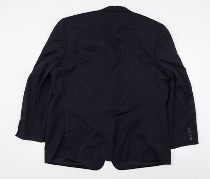 Super 100's  Mens Blue Striped  Jacket Blazer Size 46