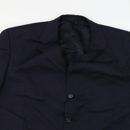 Super 100's  Mens Blue Striped  Jacket Blazer Size 46