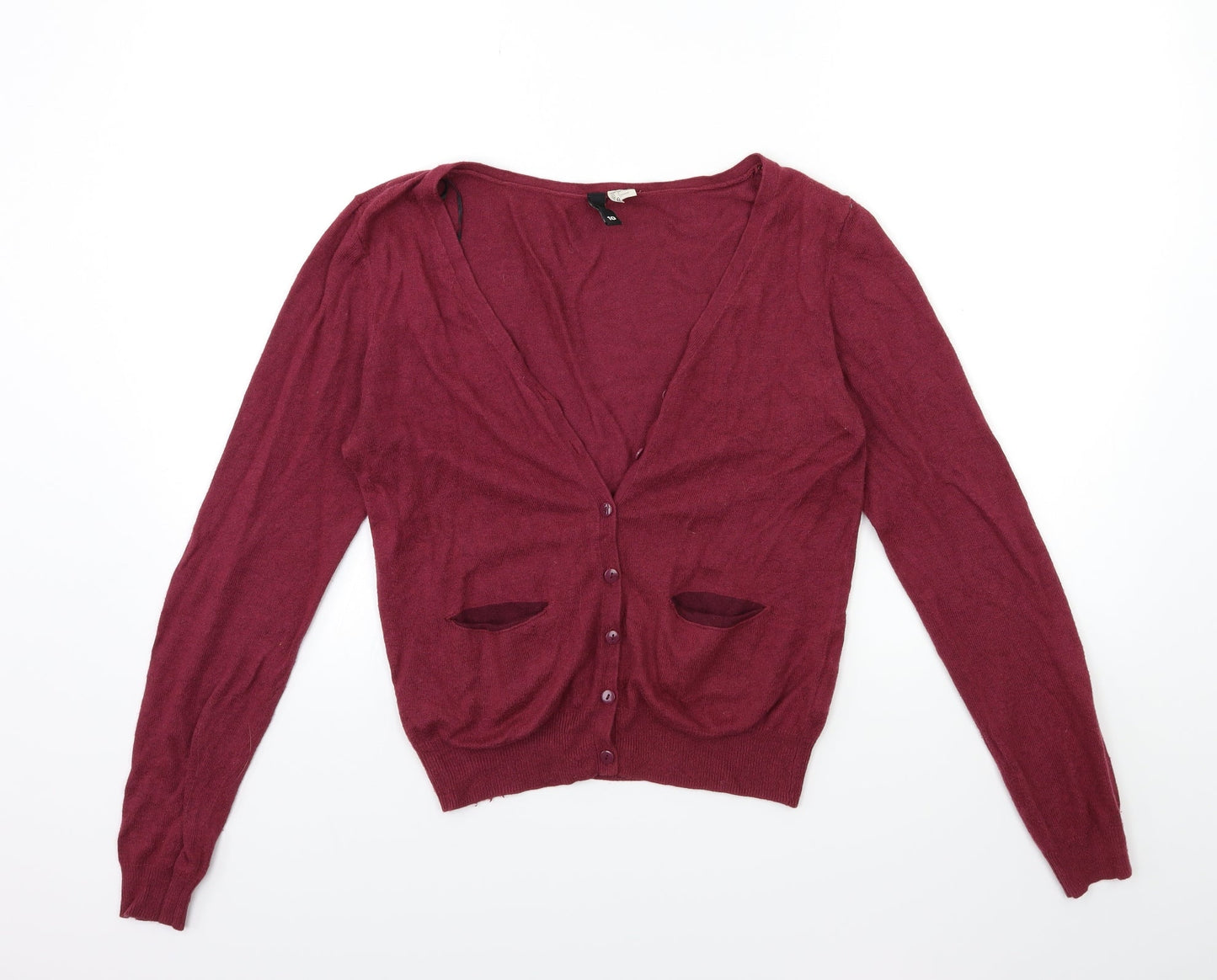 H&M Womens Pink  Knit Cardigan Jumper Size 10