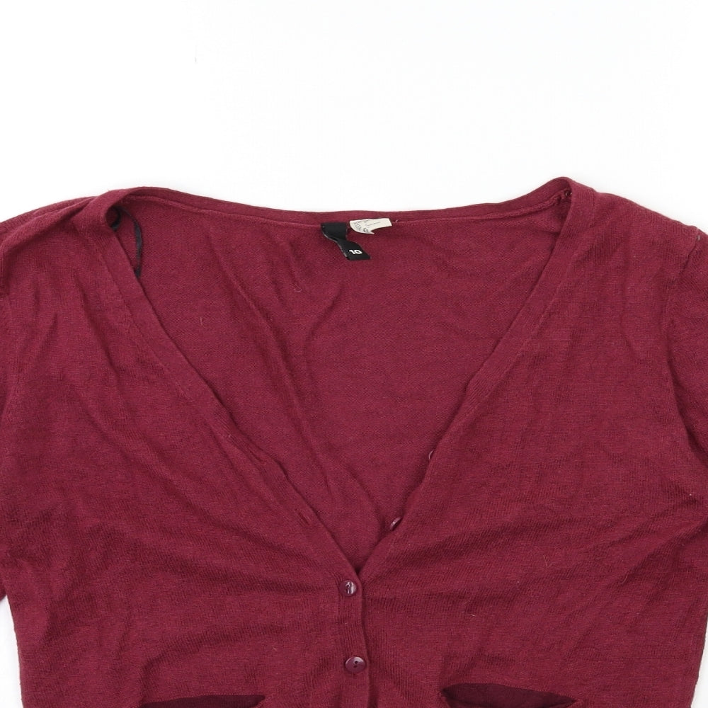 H&M Womens Pink  Knit Cardigan Jumper Size 10