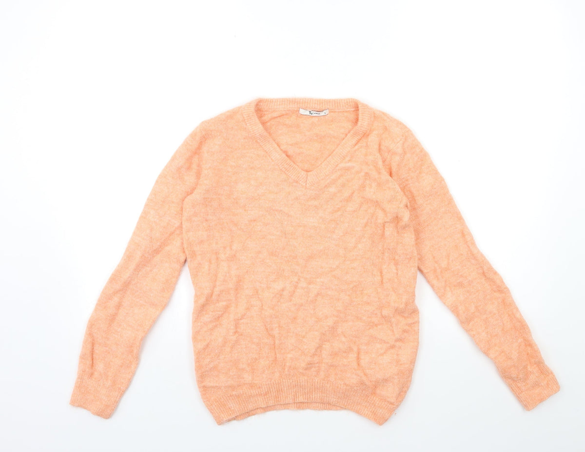 Tu Womens Orange  Knit Pullover Jumper Size 8