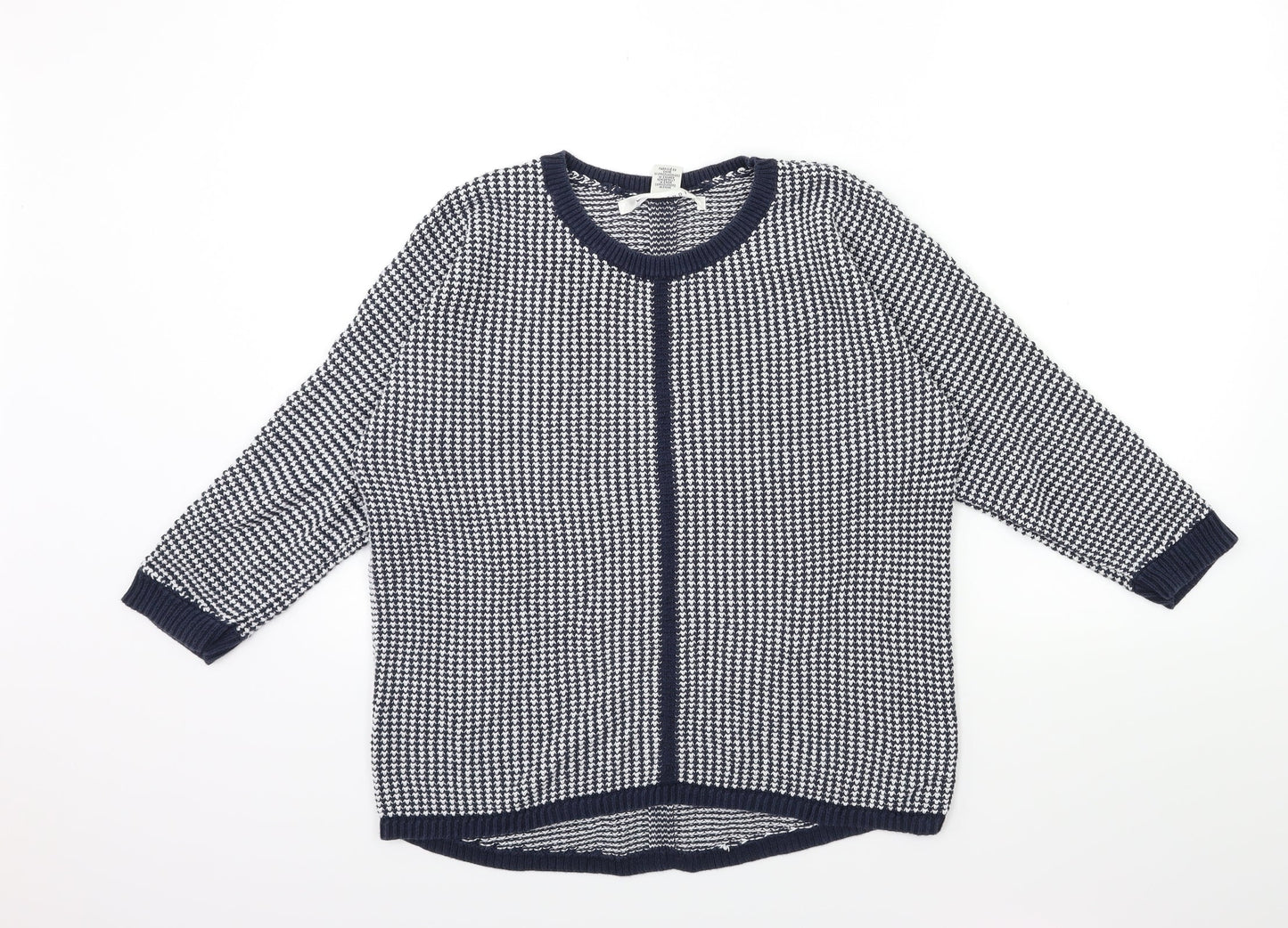 Max Studio Womens Blue Geometric Knit Pullover Jumper Size L