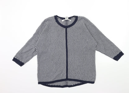 Max Studio Womens Blue Geometric Knit Pullover Jumper Size L