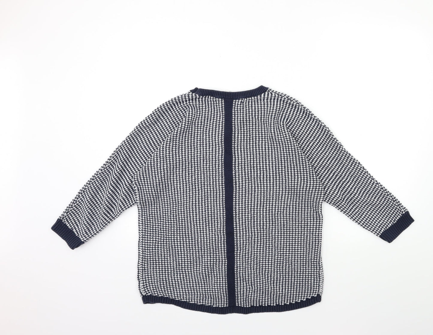 Max Studio Womens Blue Geometric Knit Pullover Jumper Size L