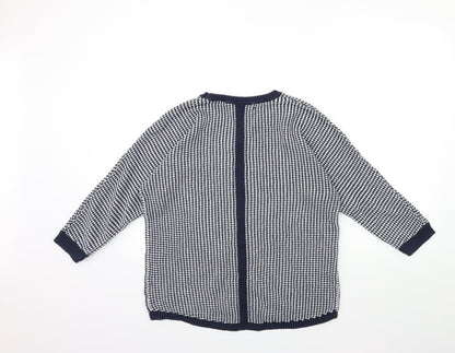 Max Studio Womens Blue Geometric Knit Pullover Jumper Size L
