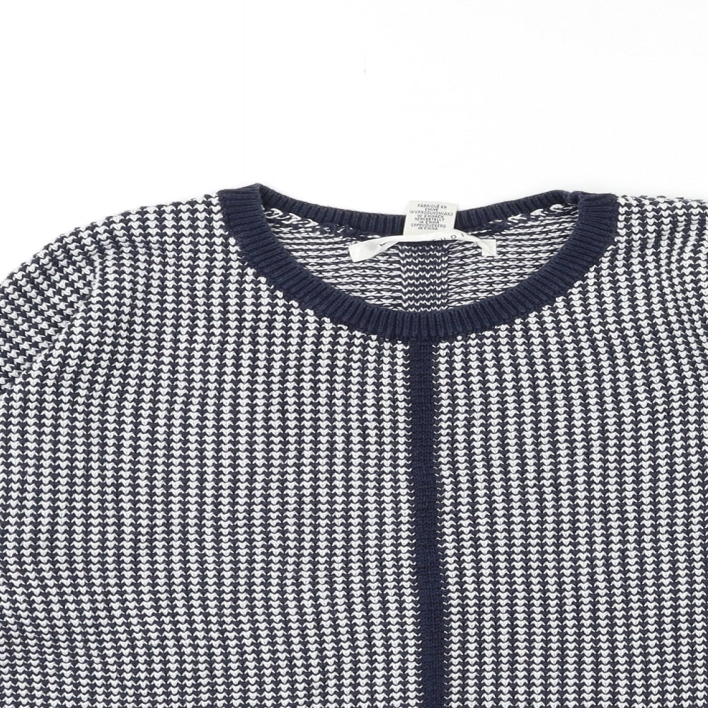 Max Studio Womens Blue Geometric Knit Pullover Jumper Size L