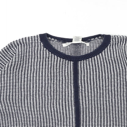 Max Studio Womens Blue Geometric Knit Pullover Jumper Size L