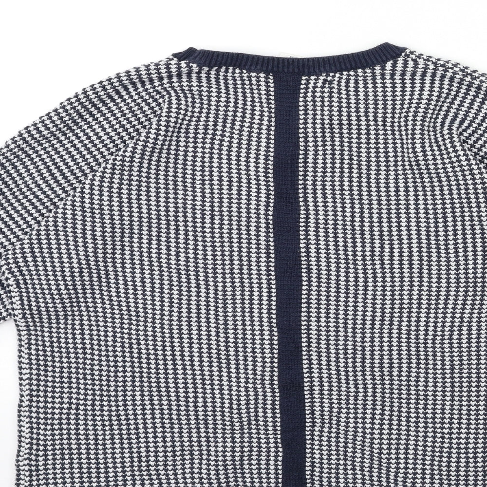 Max Studio Womens Blue Geometric Knit Pullover Jumper Size L