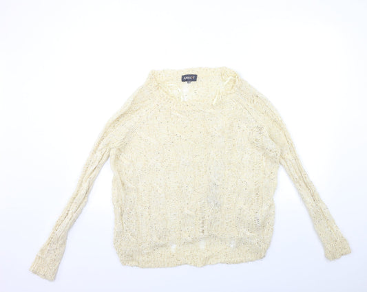 Apricot Womens Beige  Knit Pullover Jumper Size S