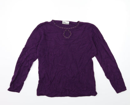 Sara Woman Womens Purple  Knit Pullover Jumper Size 14