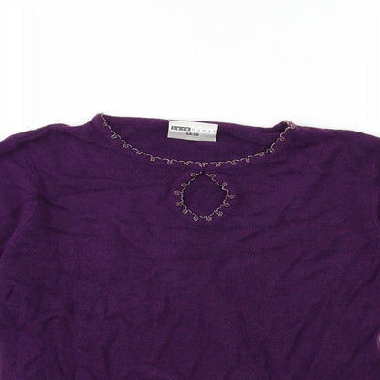 Sara Woman Womens Purple  Knit Pullover Jumper Size 14