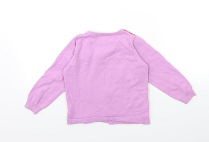 Marks and Spencer Girls Pink Striped Knit Pullover Jumper Size 3-4 Years