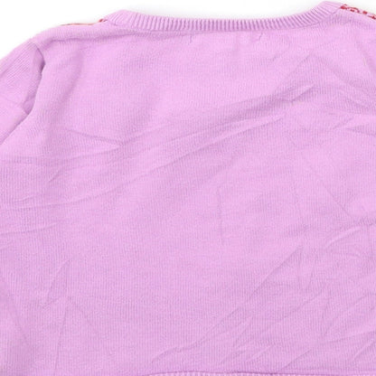 Marks and Spencer Girls Pink Striped Knit Pullover Jumper Size 3-4 Years