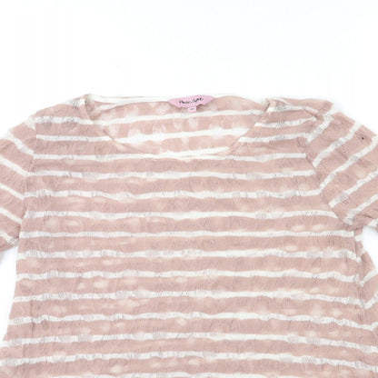 Phase Eight Womens Pink Striped Knit Pullover Jumper Size 10