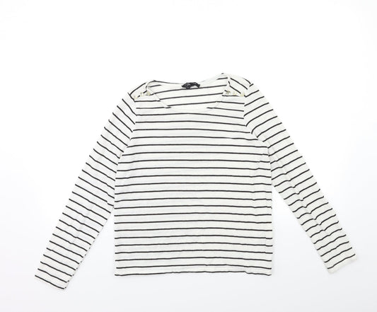 Atmosphere Womens White Striped Knit Pullover Jumper Size 6