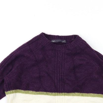 Marks and Spencer Womens Purple Striped Knit Pullover Jumper Size XS