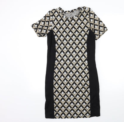 Preworn Womens Beige Geometric  Jumper Dress  Size 12