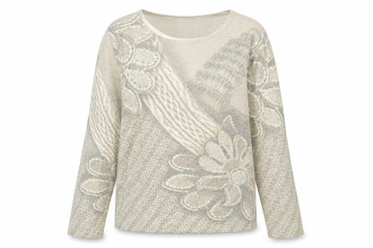 paramour Womens Green Floral Knit Pullover Jumper Size S