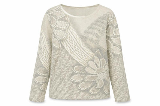 paramour Womens Green Floral Knit Pullover Jumper Size S