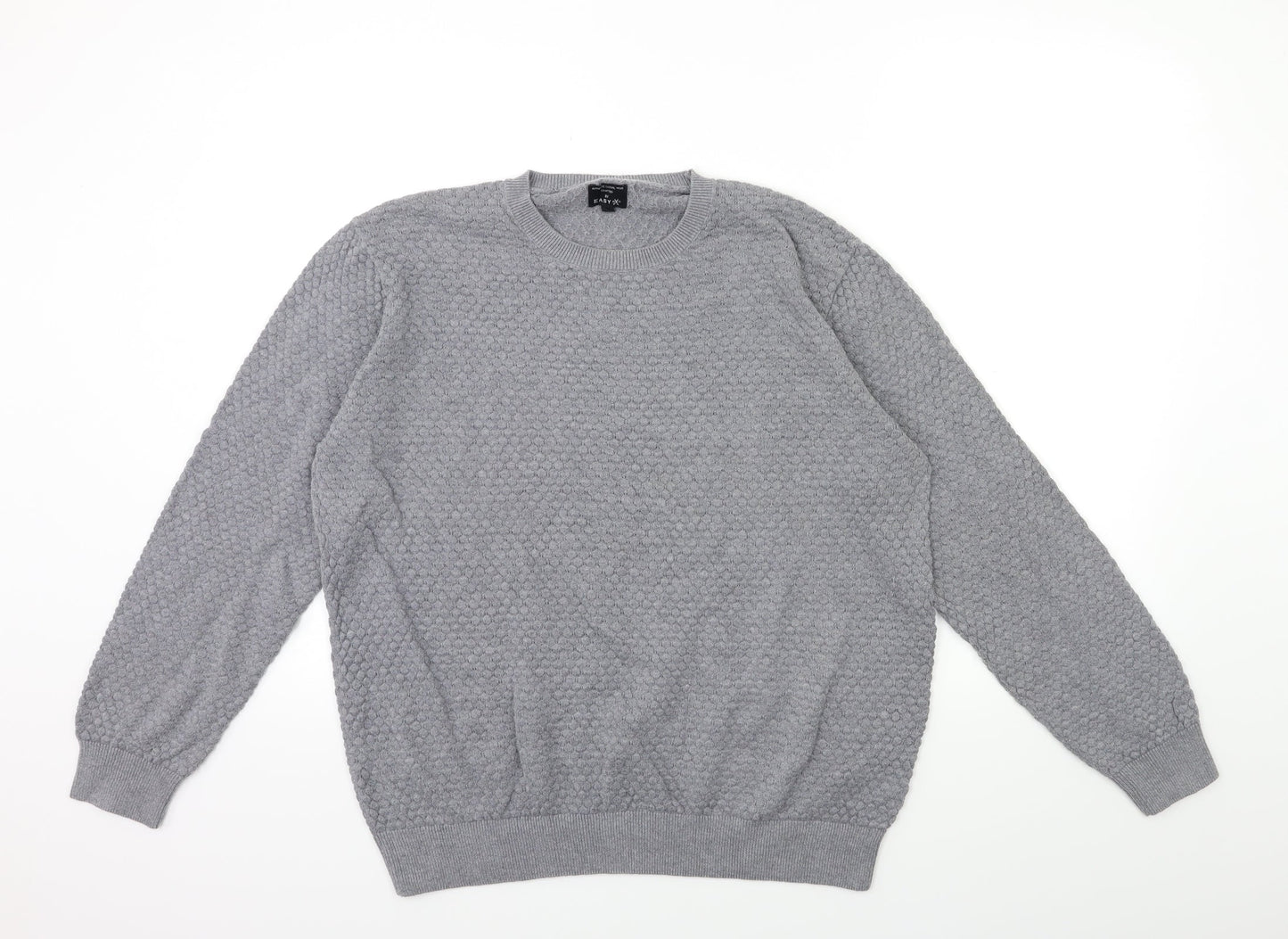 Easy Mens Grey  Knit Pullover Jumper Size L
