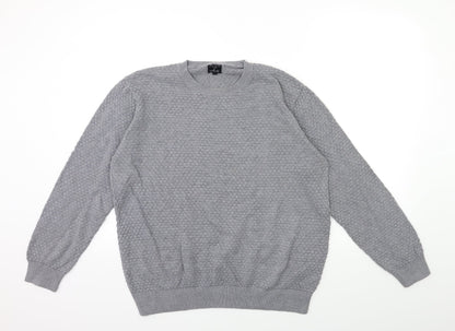 Easy Mens Grey  Knit Pullover Jumper Size L