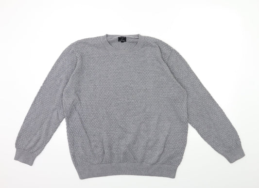 Easy Mens Grey  Knit Pullover Jumper Size L