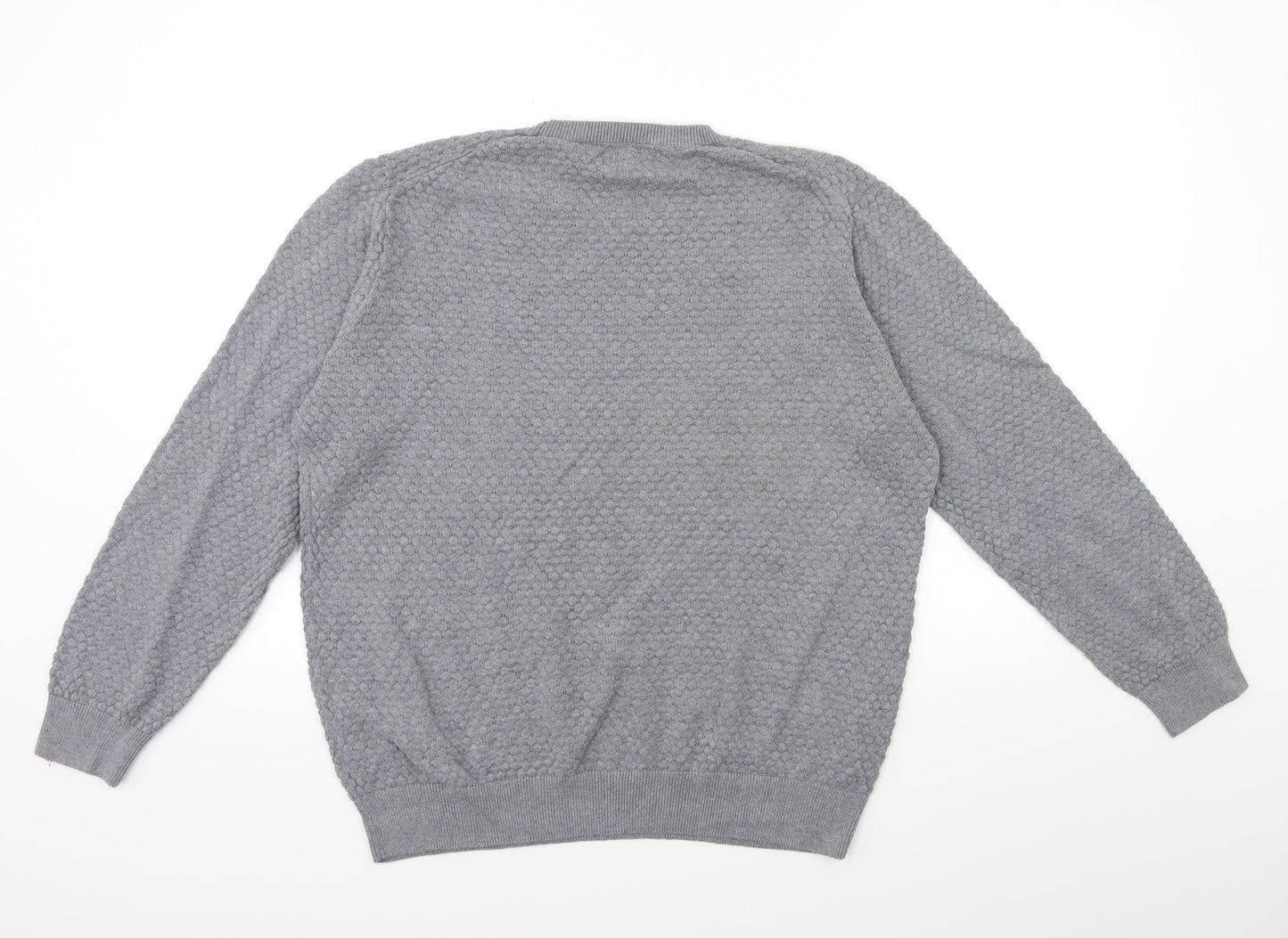 Easy Mens Grey  Knit Pullover Jumper Size L