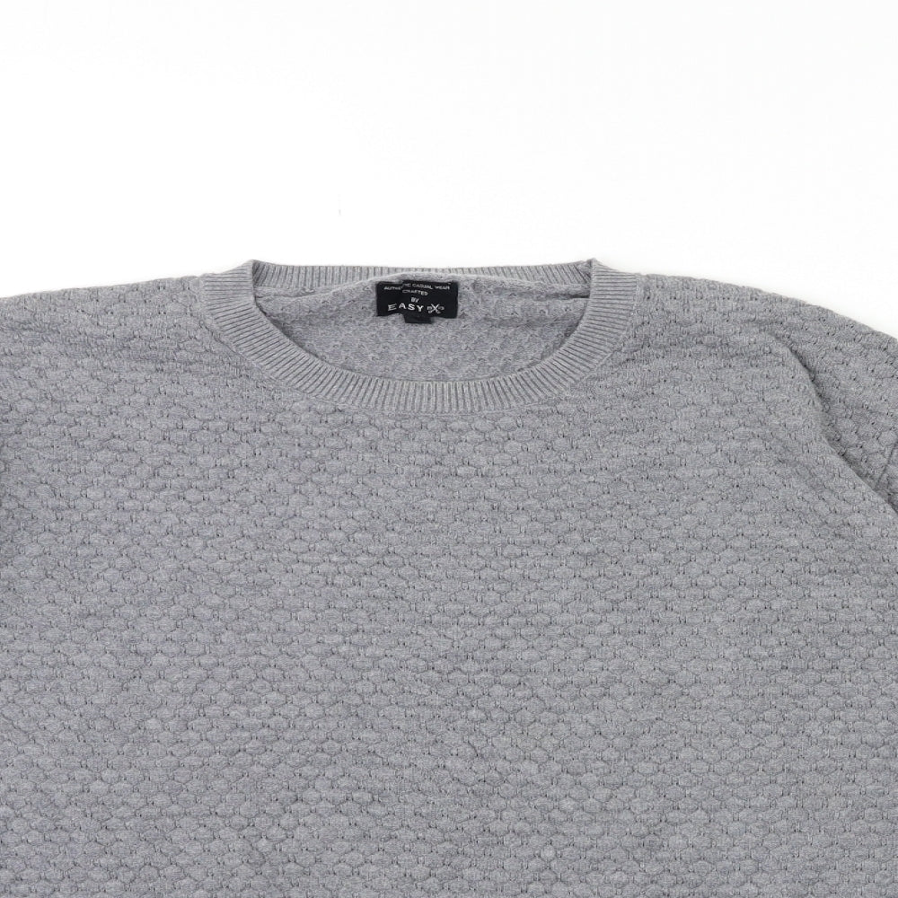 Easy Mens Grey  Knit Pullover Jumper Size L