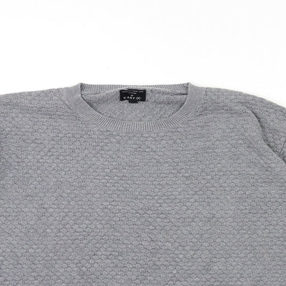 Easy Mens Grey  Knit Pullover Jumper Size L