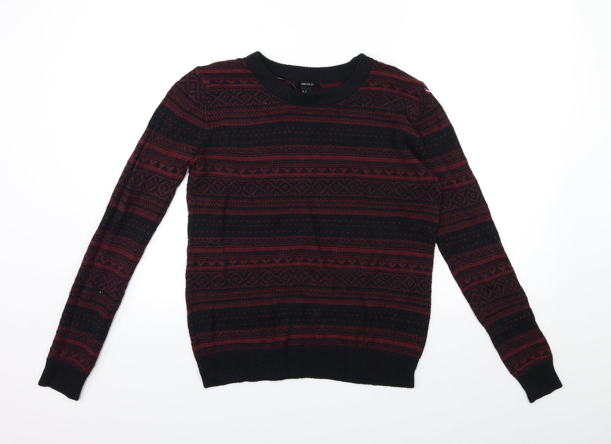 Forever 21 Womens Black Striped Knit Pullover Jumper Size S
