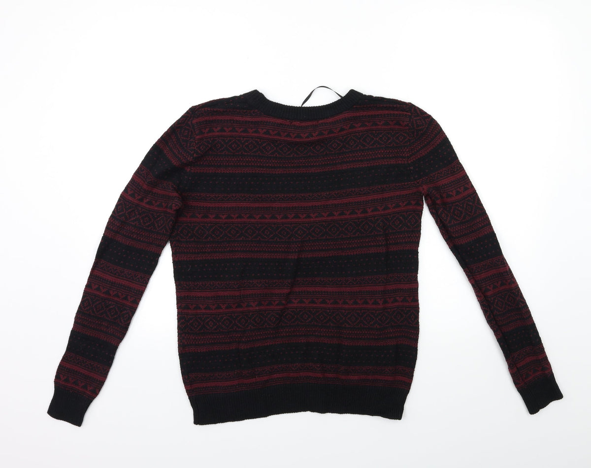 Forever 21 Womens Black Striped Knit Pullover Jumper Size S