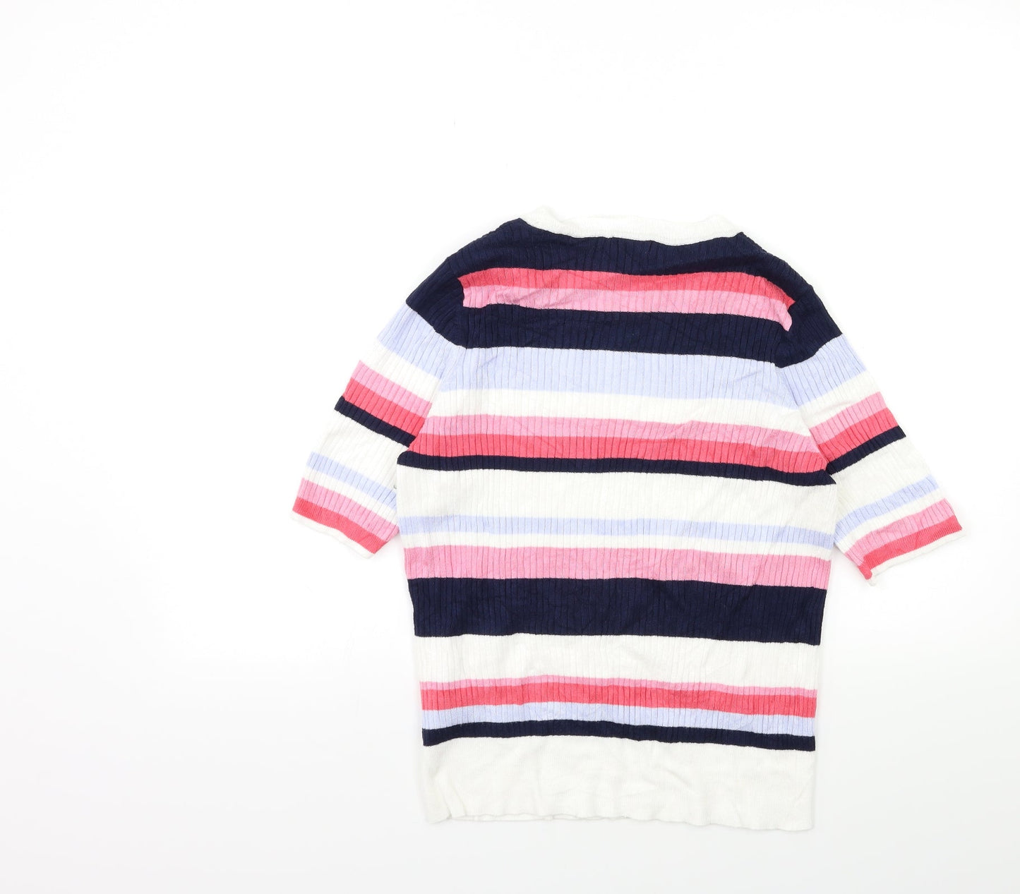 Marks and Spencer Womens Pink Striped Knit Pullover Jumper Size 16