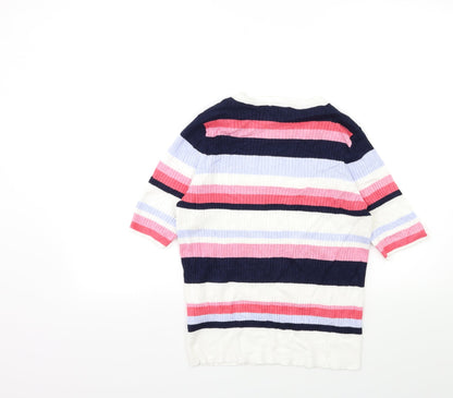 Marks and Spencer Womens Pink Striped Knit Pullover Jumper Size 16