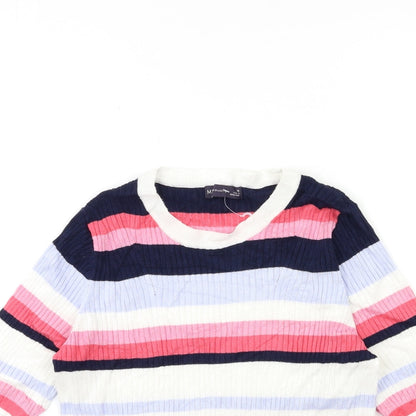 Marks and Spencer Womens Pink Striped Knit Pullover Jumper Size 16