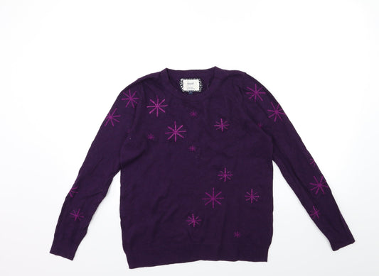 Maine Womens Purple  Knit Pullover Jumper Size 10