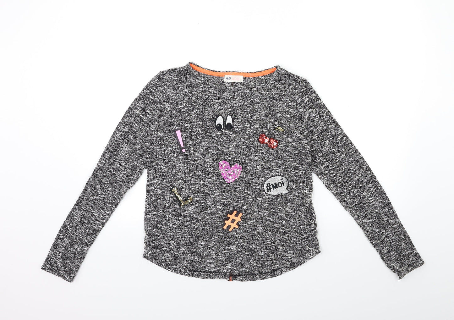 H&M Girls Grey  Knit Pullover Jumper Size 13 Years