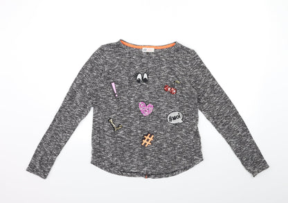 H&M Girls Grey  Knit Pullover Jumper Size 13 Years