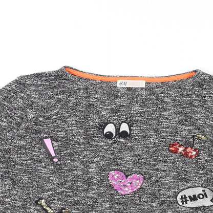 H&M Girls Grey  Knit Pullover Jumper Size 13 Years