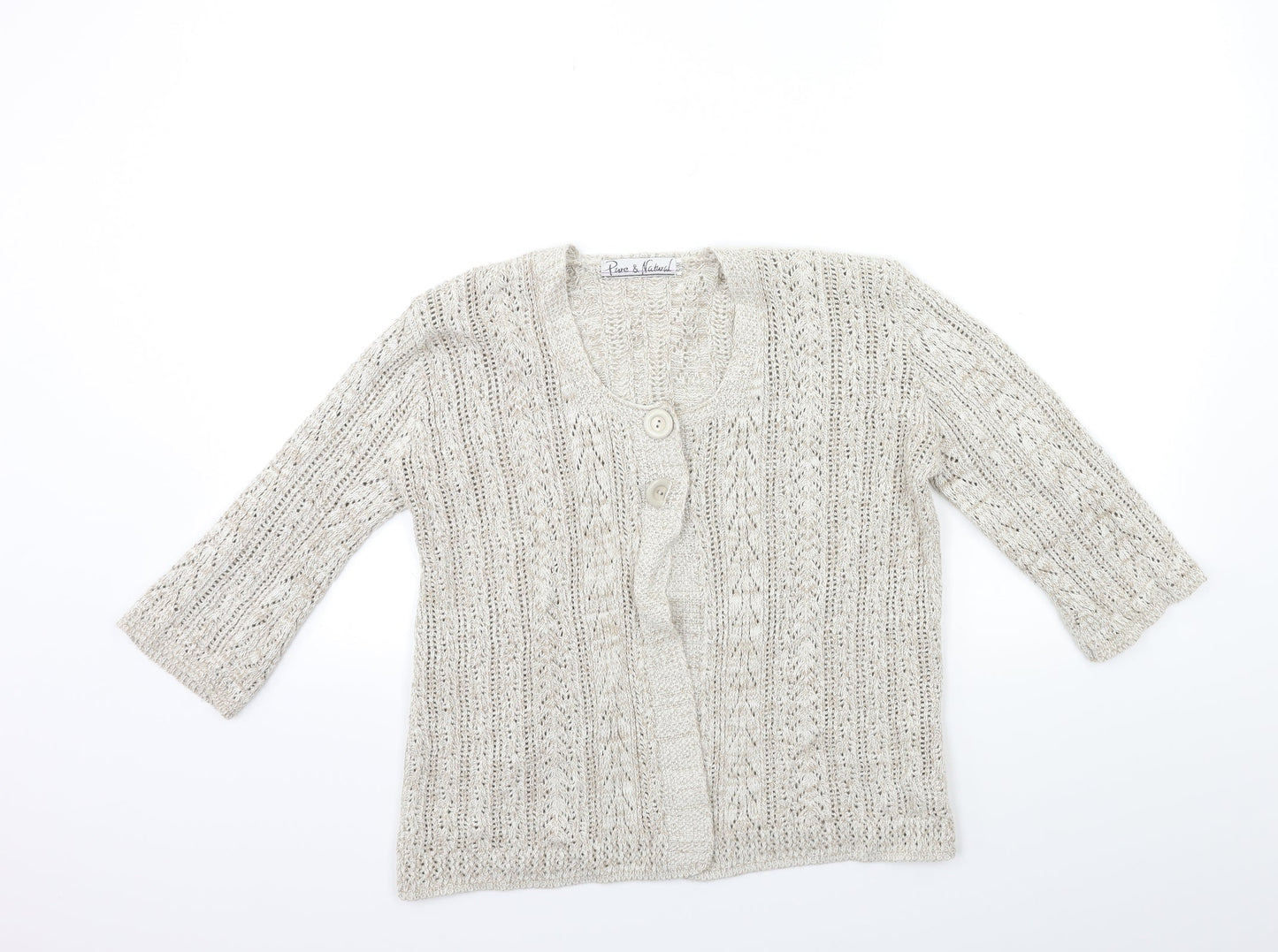 Pure & Natural Womens Beige  Knit Cardigan Jumper Size S