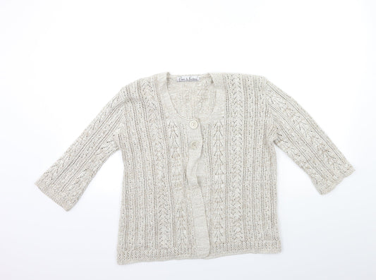 Pure & Natural Womens Beige  Knit Cardigan Jumper Size S
