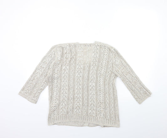 Pure & Natural Womens Beige  Knit Cardigan Jumper Size S