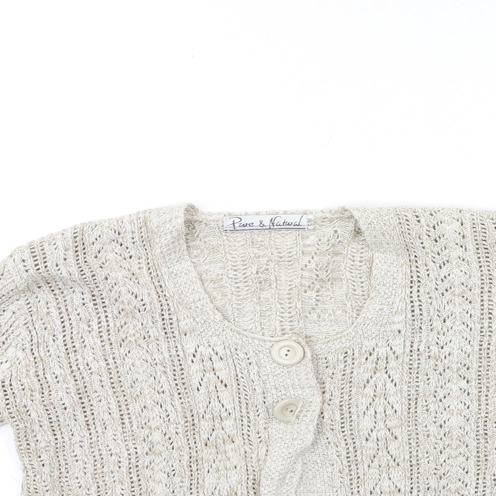 Pure & Natural Womens Beige  Knit Cardigan Jumper Size S
