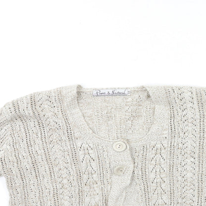 Pure & Natural Womens Beige  Knit Cardigan Jumper Size S