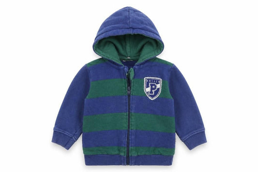 Preworn Baby Blue Striped  Full Zip Jumper Size 9-12 Months