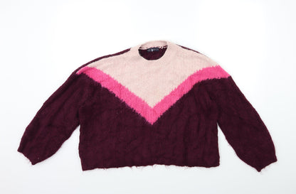 Marks and Spencer Womens Pink Striped Knit Pullover Jumper Size L