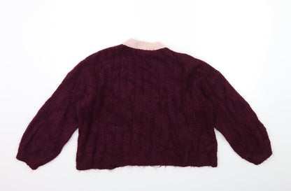 Marks and Spencer Womens Pink Striped Knit Pullover Jumper Size L