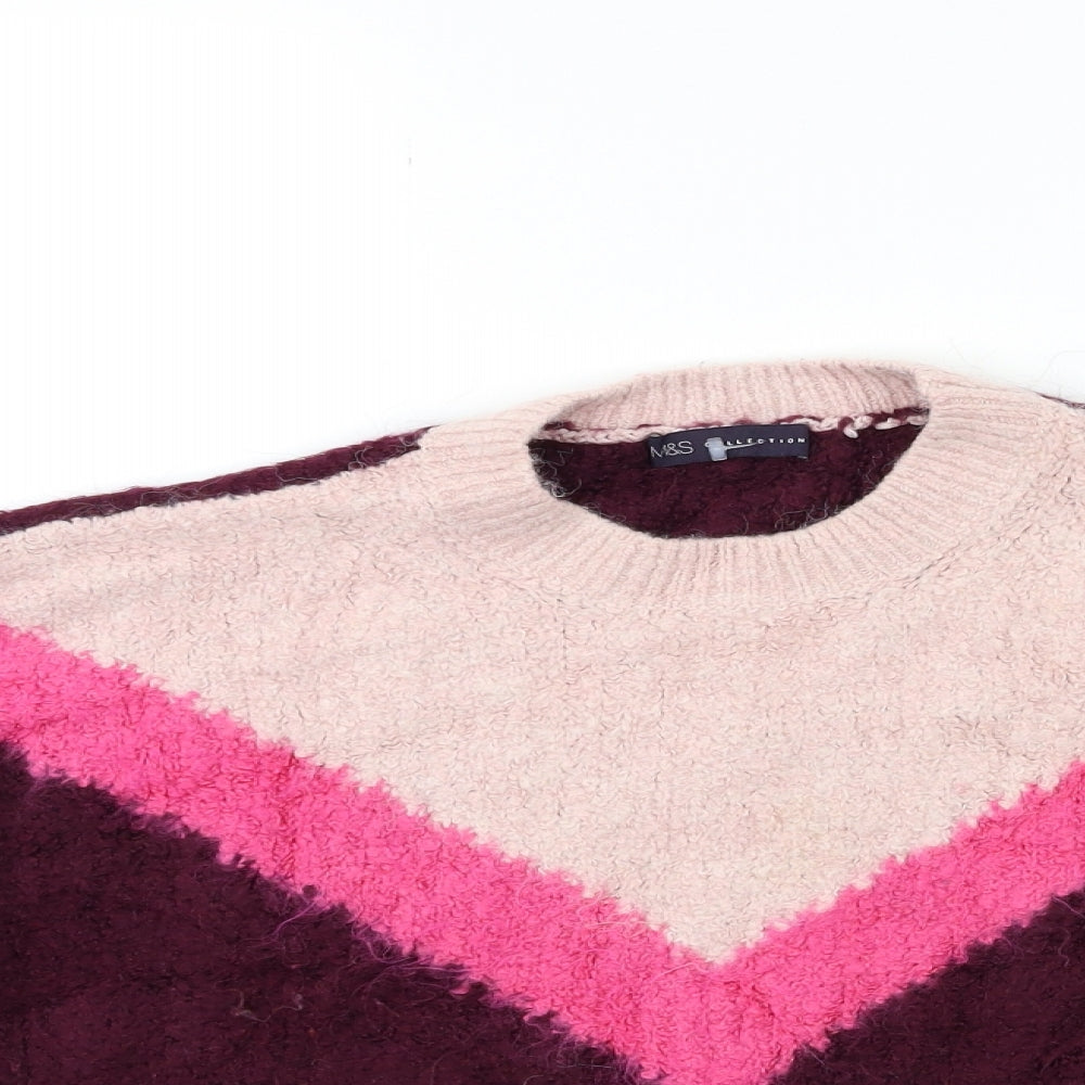 Marks and Spencer Womens Pink Striped Knit Pullover Jumper Size L