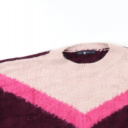 Marks and Spencer Womens Pink Striped Knit Pullover Jumper Size L