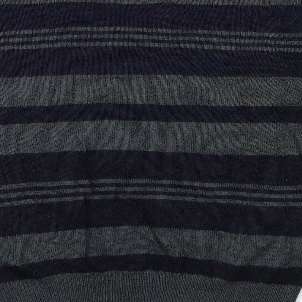 Kensington Mens Grey Striped Knit Pullover Jumper Size L