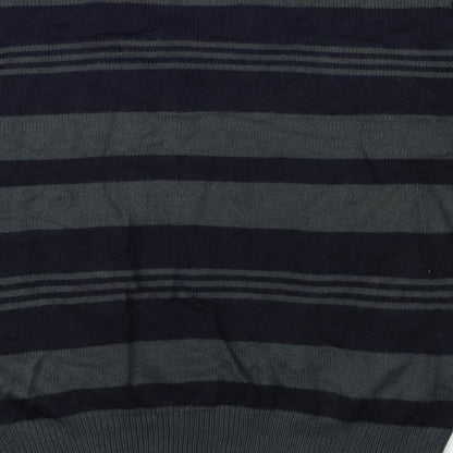 Kensington Mens Grey Striped Knit Pullover Jumper Size L